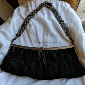 Sigerson Morrison NWOT Black Suede Clutch w/ Chain